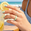 2pcs Green Clear Resin Stackable Finger Rings Set Summer Beach Vacation Jewelry-0