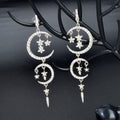 Starry Nights Long Earrings with Multiple Star Moon Pendants Celestial Glamour-0