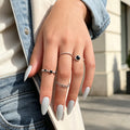 4pcs Geometric Element Silver Stackable Knuckle Midi Thread Finger Rings Set-0