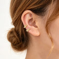 2pcs Gold Wheat Leaf Ear Cuff Women No Piercing Crystal Cartilage Clip Jewelry