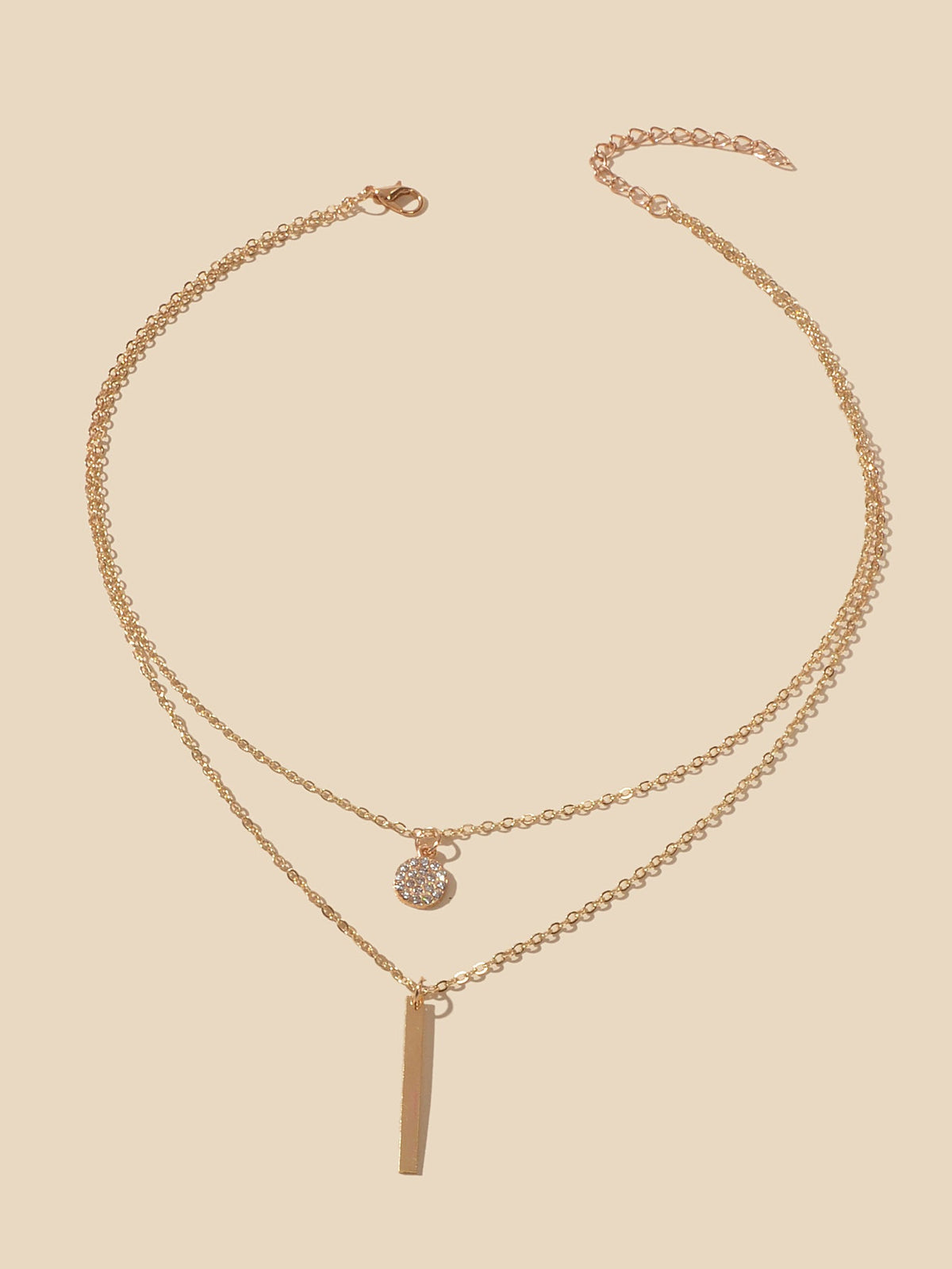 AU Local Double Layer Chain Round Charm Bar Drop Necklace Choker Party Jewellery-1