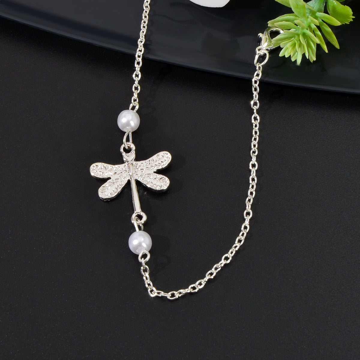 1pc Foot Beach Jewellery Pearl Silver Chain Dragonfly Anklet Bracelet Party Gift