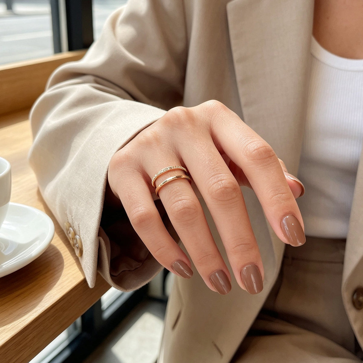 Shiny Rhinestone Gold Layered Finger Rings Daily Office Festival Jewellery Gift-0