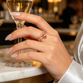 Luxuriant Colorful Rhinestone Imitation Pearl Heart Rose Gold Open Finger Ring-0