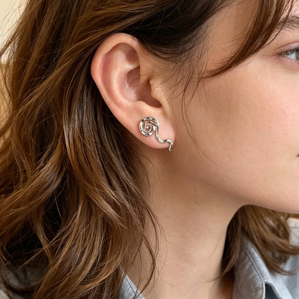 2pcs Silver Music Note Ear Cuff Women No Piercing Minimal Spiral Cartilage Clips-0