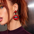 Unique Red Lips Acrylic Dangle Earrings Punk Halloween Party Statement Jewellery-0