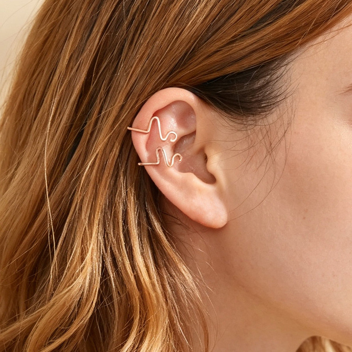 2pcs Rose Gold Wave Ear Cuff No Piercing Dainty Cartilage Ear Clip Jewellery