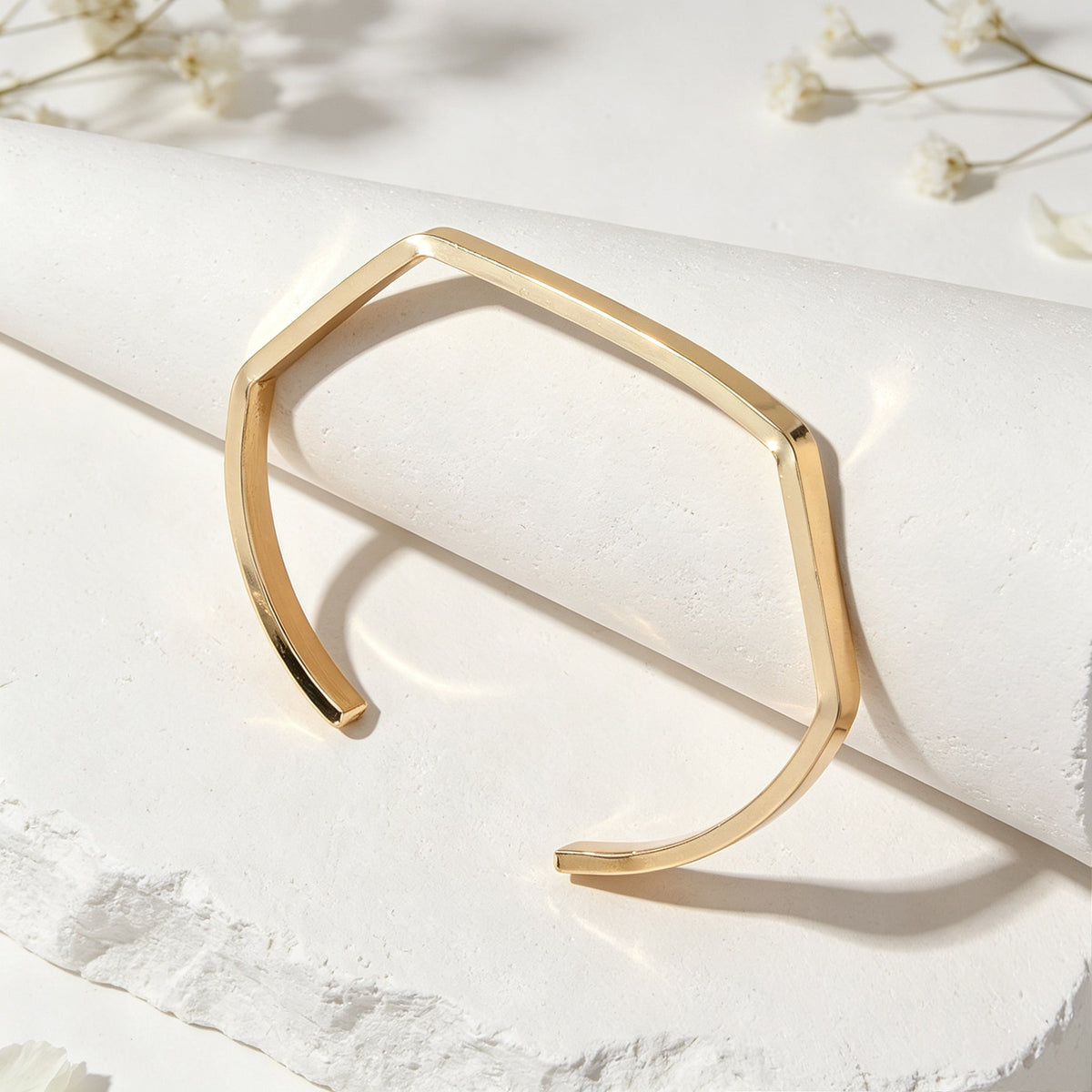 Minimalist Geometric Metal Open Cuff Bangle Modern Daily Officework Jewellery-4