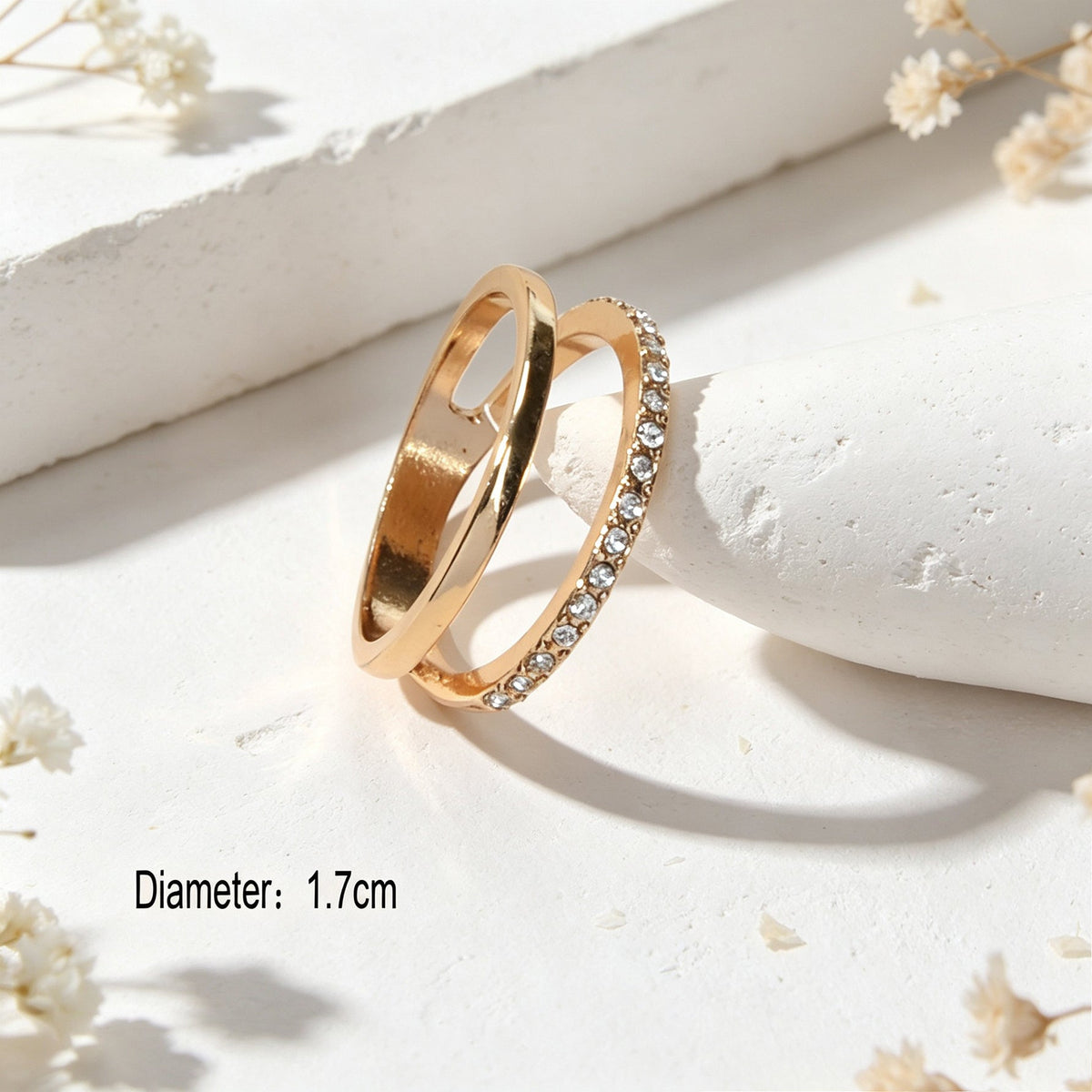 Shiny Rhinestone Gold Layered Finger Rings Daily Office Festival Jewellery Gift-2