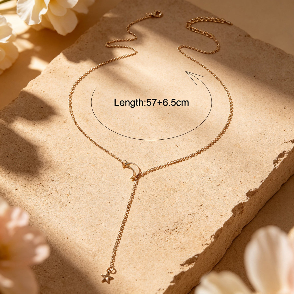Gold Silver Moon Star Y Shaped Adjustable Long Necklace Dainty Leisure Jewellery-3