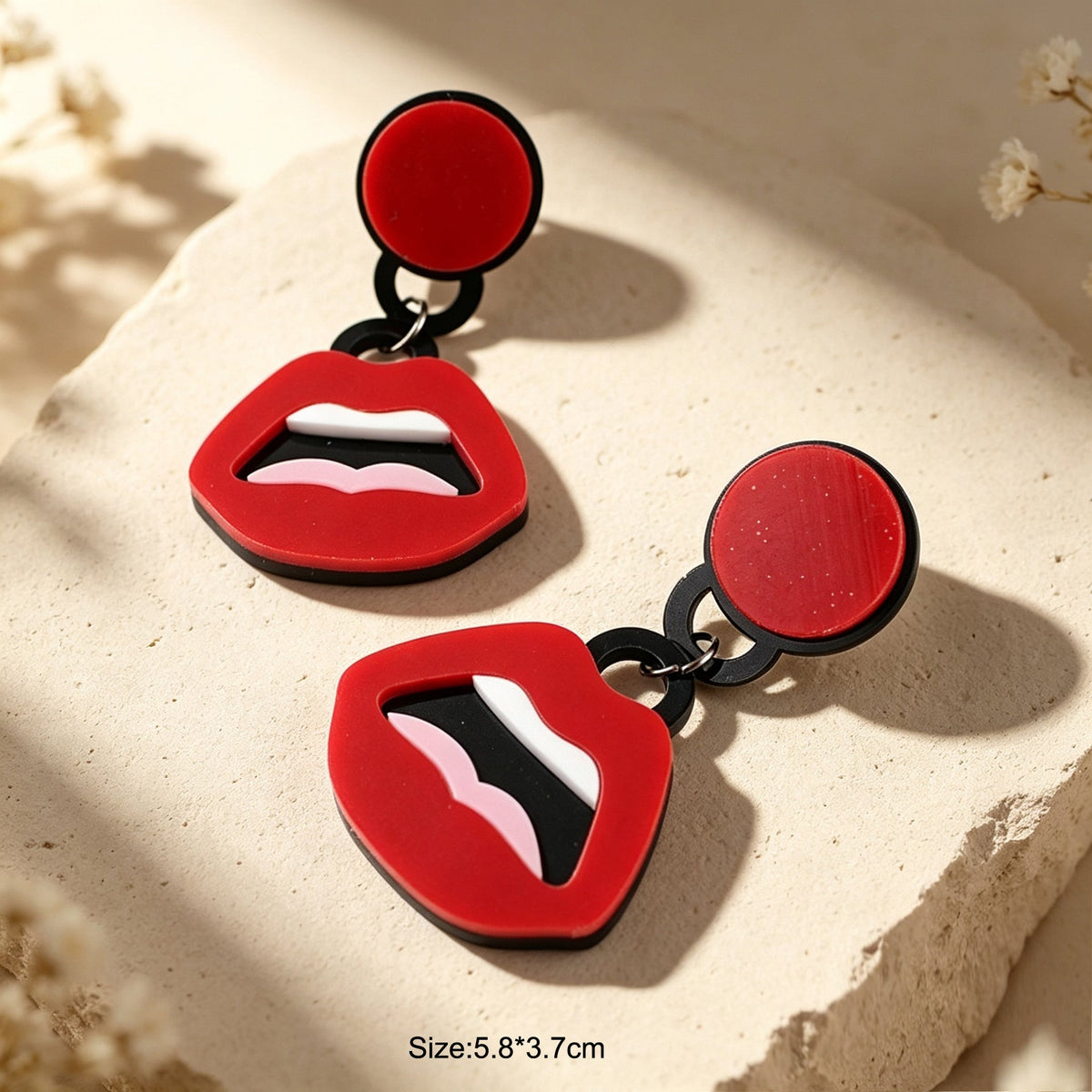 Unique Red Lips Acrylic Dangle Earrings Punk Halloween Party Statement Jewellery-2