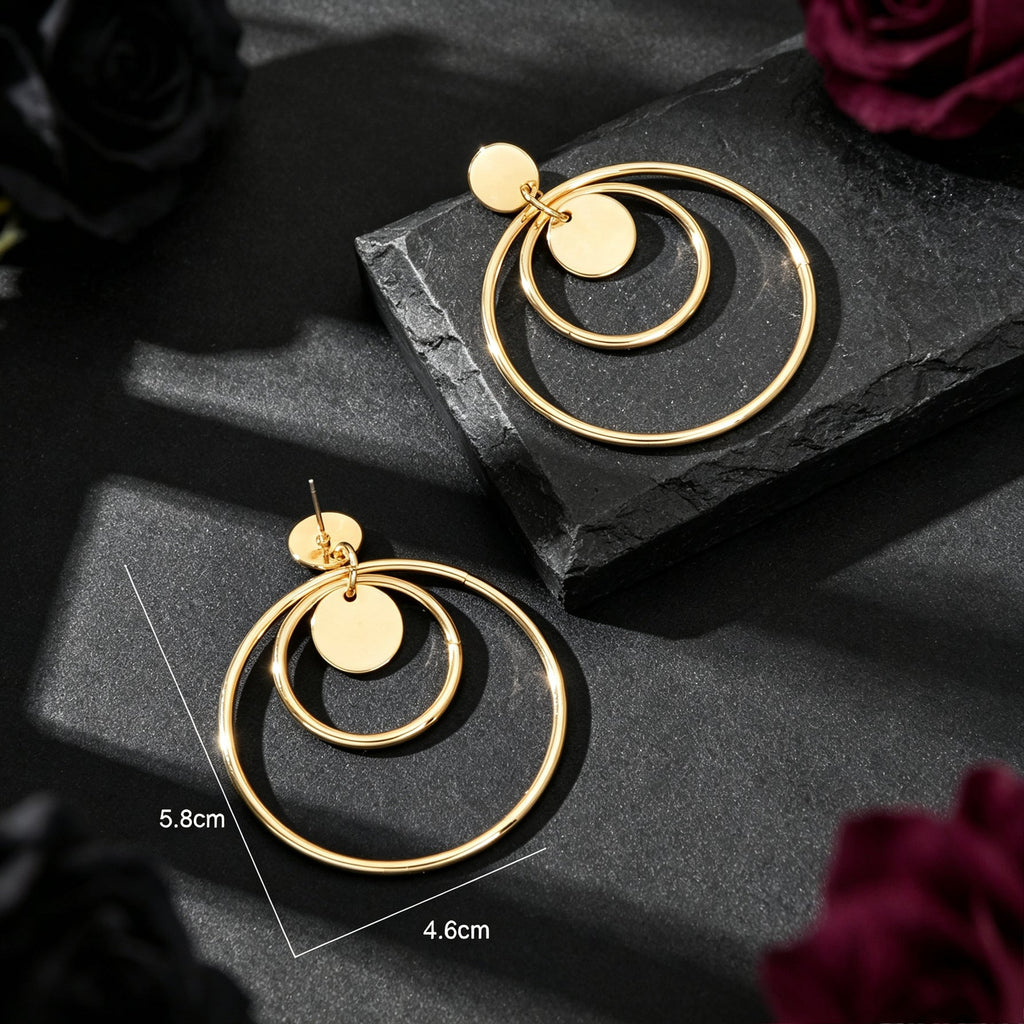 Double Hoop Geometric Drop Earrings Daily Party Office Simple Statement Jewelry-3