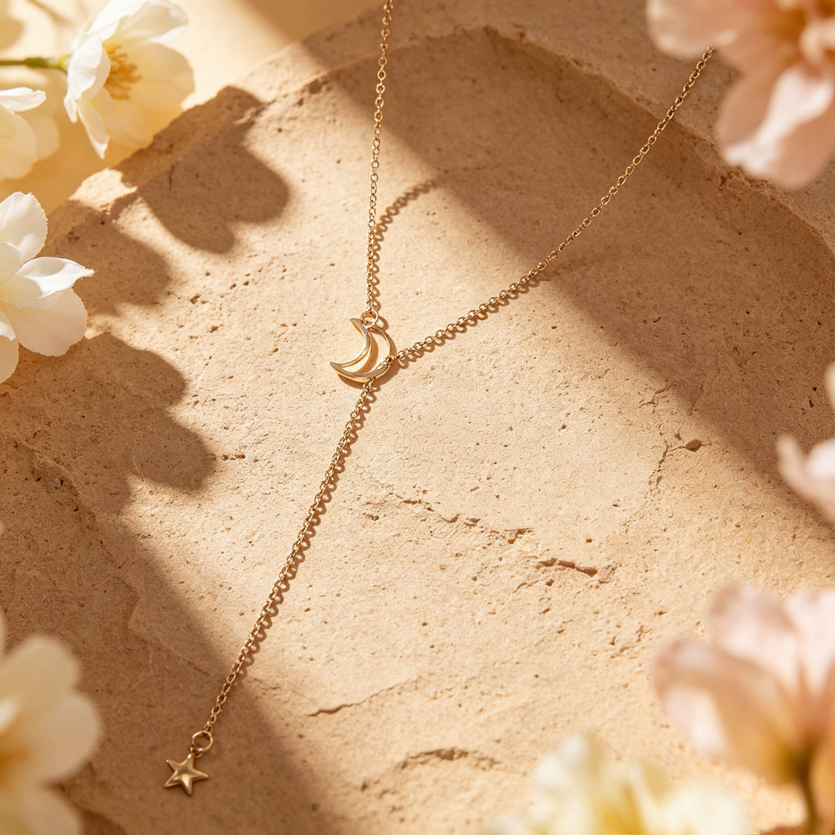 Gold Silver Moon Star Y Shaped Adjustable Long Necklace Dainty Leisure Jewellery-4