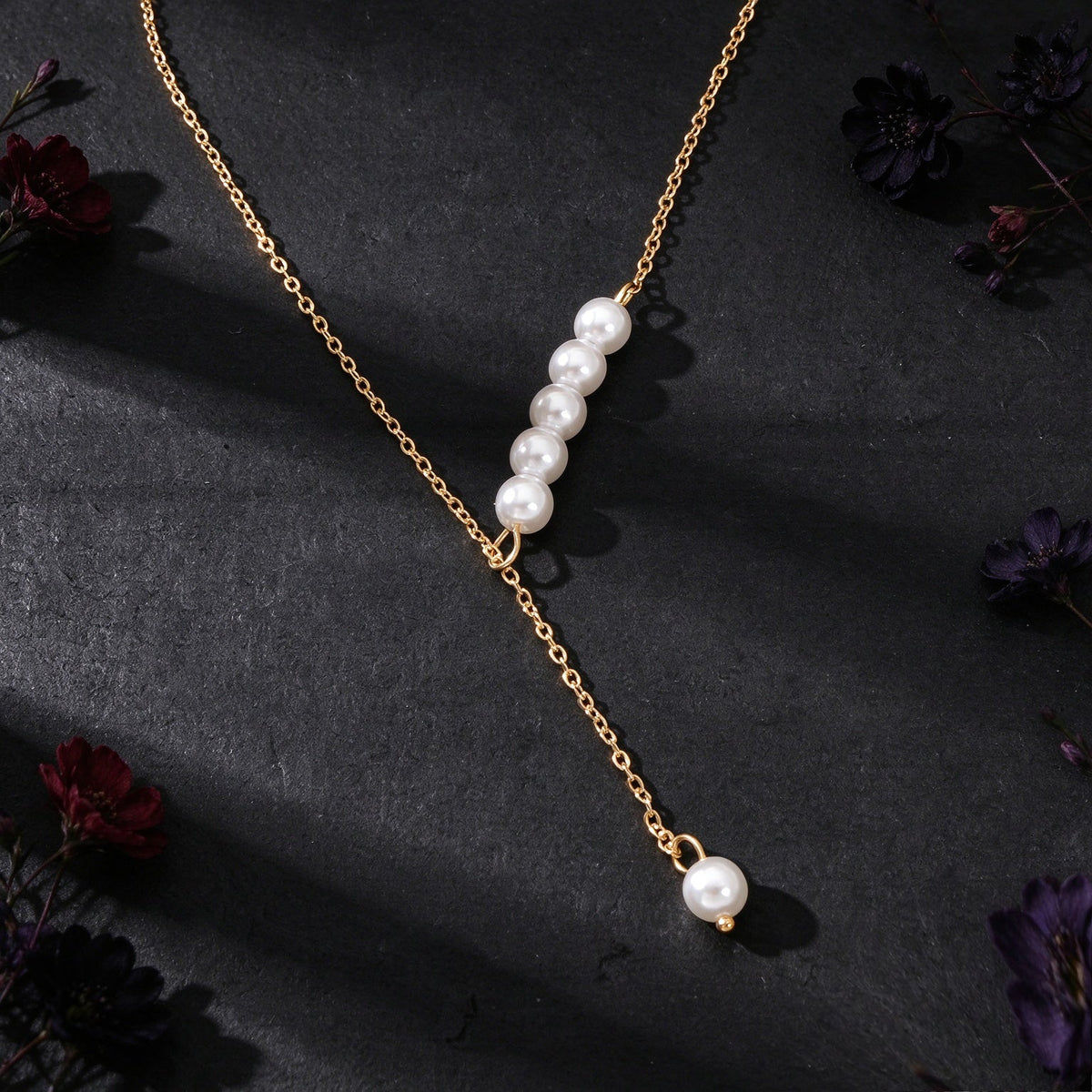French style Gold Silver Y Shape Adjustable Necklace Officework Dating Accessory-4