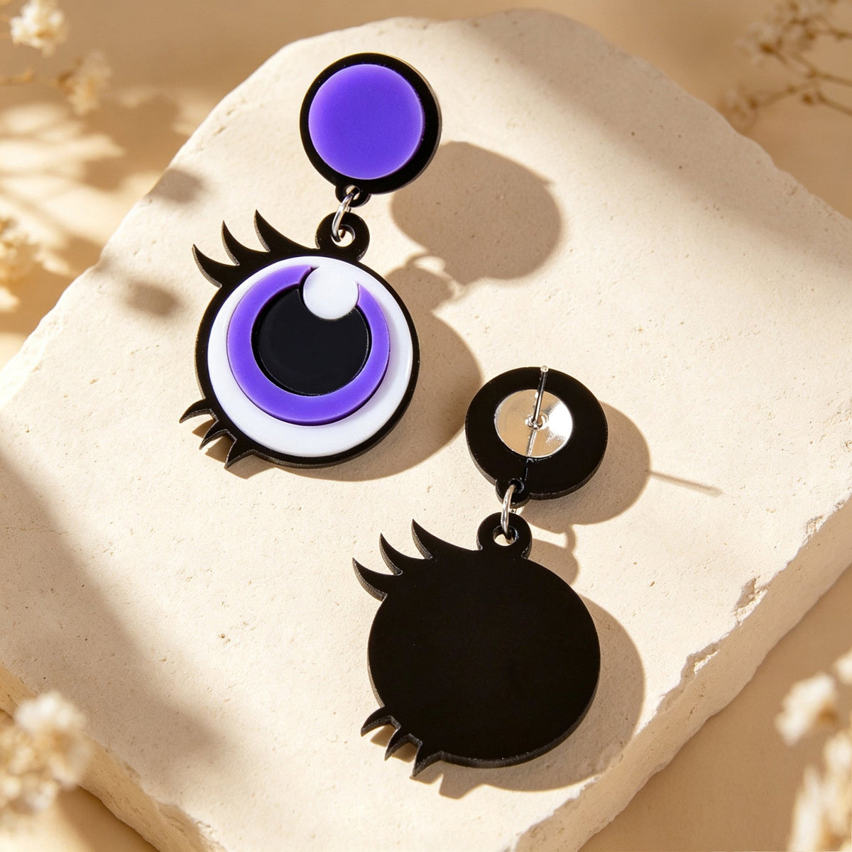 Fun Cartoon Purple Big Eye Acrylic Dangle Earrings Y2K Halloween Party Jewellery-4