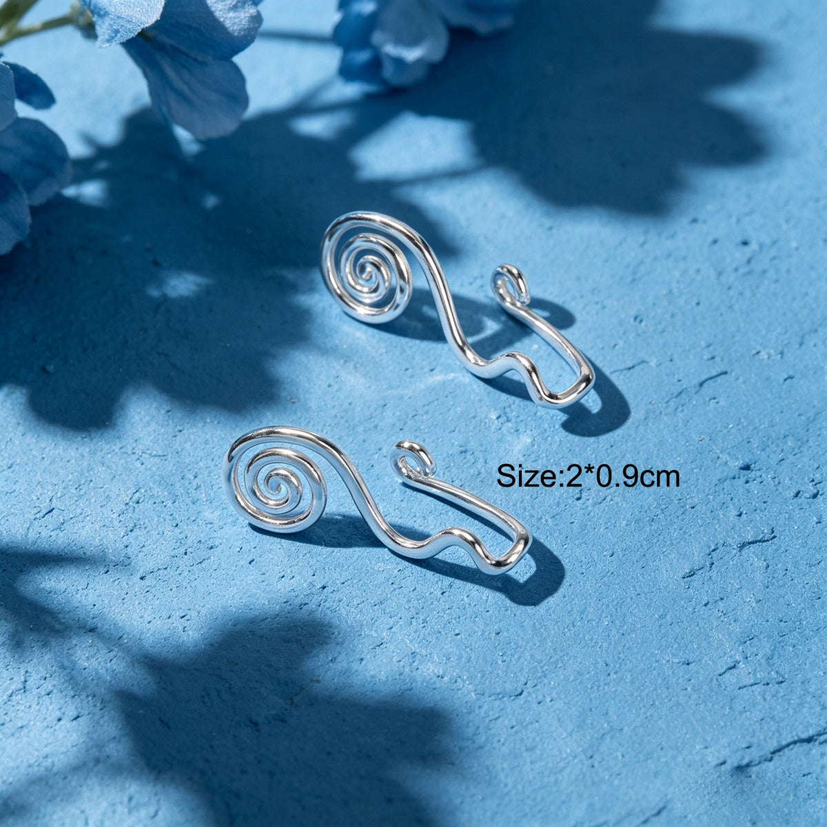 2pcs Silver Music Note Ear Cuff Women No Piercing Minimal Spiral Cartilage Clips-2