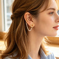 1pc Designer Jewelry Ear Cuff Pearl Gold Chain Heart Love Stud Cartilage Earring-0