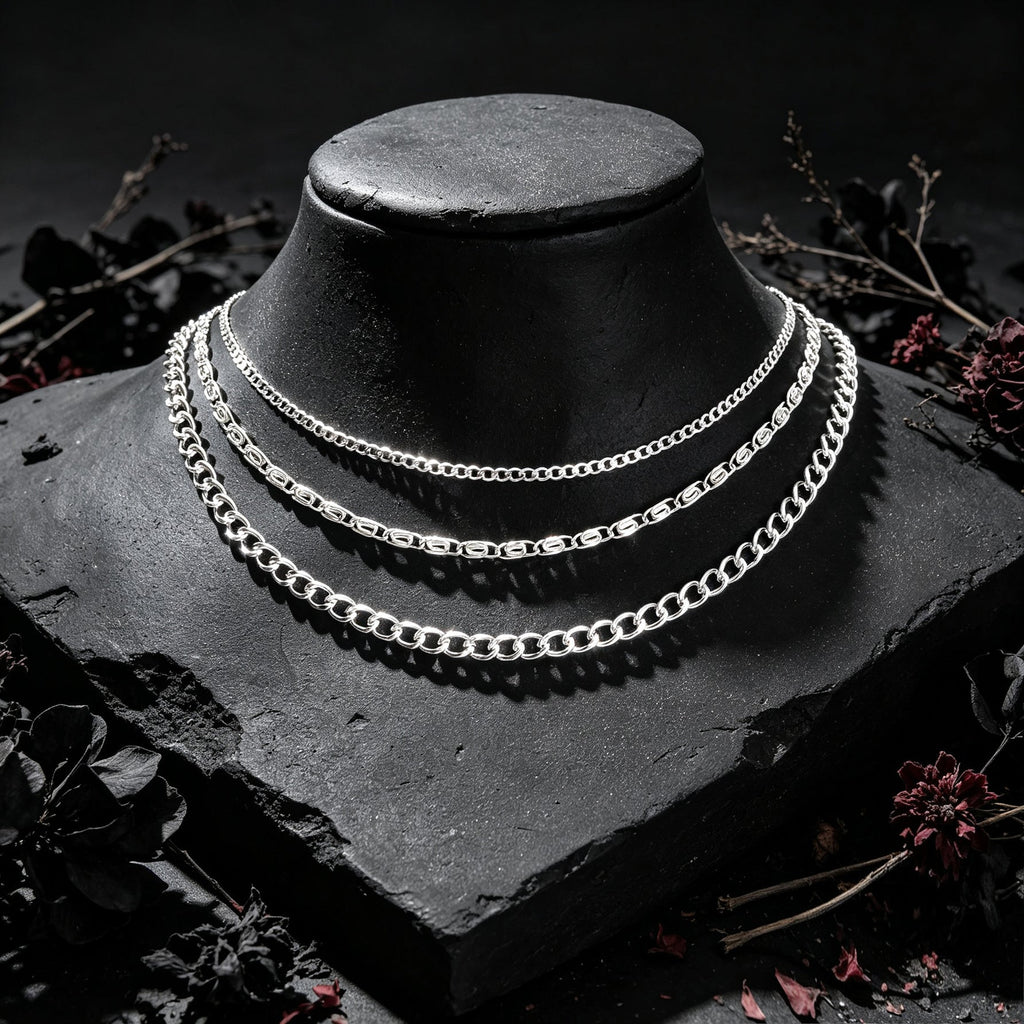 3pcs Layered Collar Necklaces Cuban Geometric Chain Simple Daily Party Jewellery