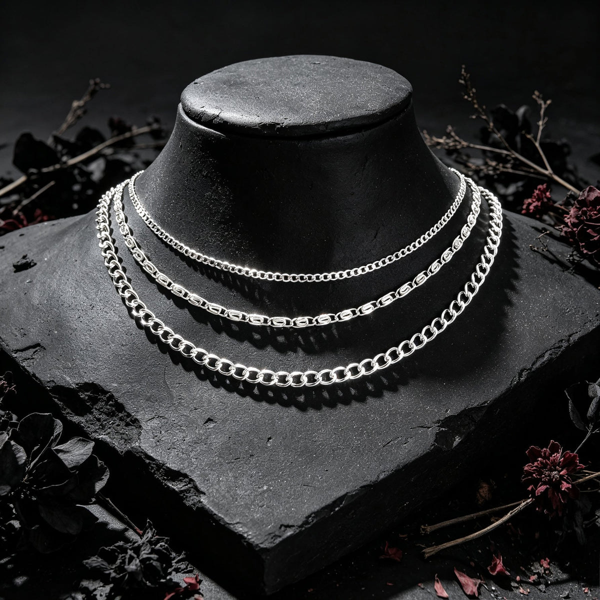 3pcs Layered Collar Necklaces Cuban Geometric Chain Simple Daily Party Jewellery-3