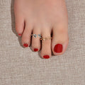 2pcs Boho Chic Foot Jewelry Gold Silver Open Toe Ring Knuckle Midi Tail Ring set