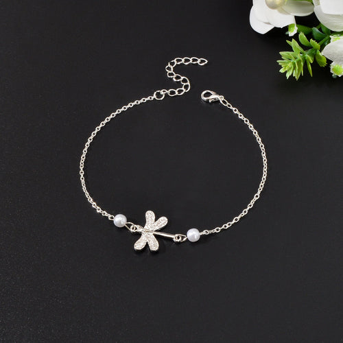 1pc Foot Beach Jewellery Pearl Silver Chain Dragonfly Anklet Bracelet Party Gift