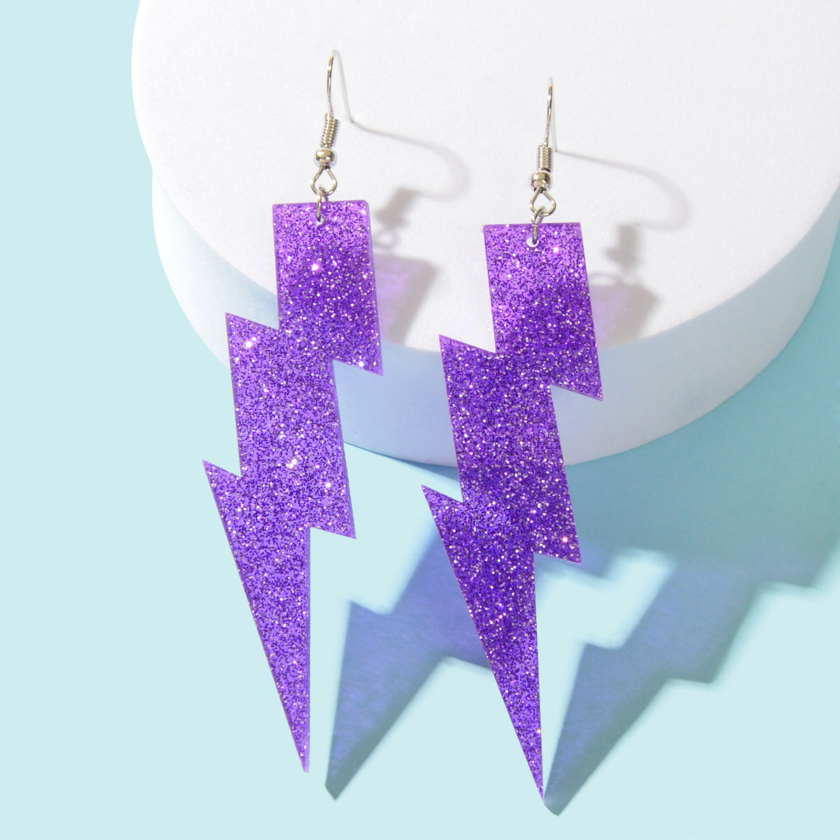 Sparkling Retro Party Acrylic Exaggerated Women Lightning Bolt Dangle Earrings-9