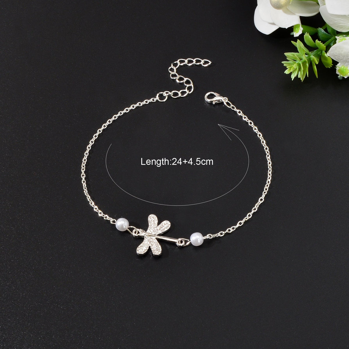 1pc Foot Beach Jewellery Pearl Silver Chain Dragonfly Anklet Bracelet Party Gift