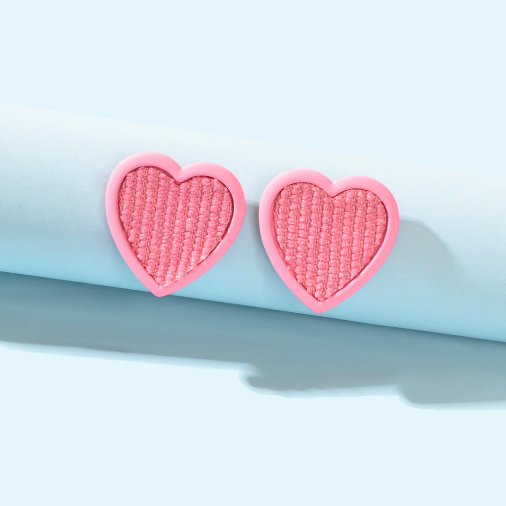 Pink Sweet Heart Stud Girls Love Earrings Women Birthday Dainty Gift Accessories