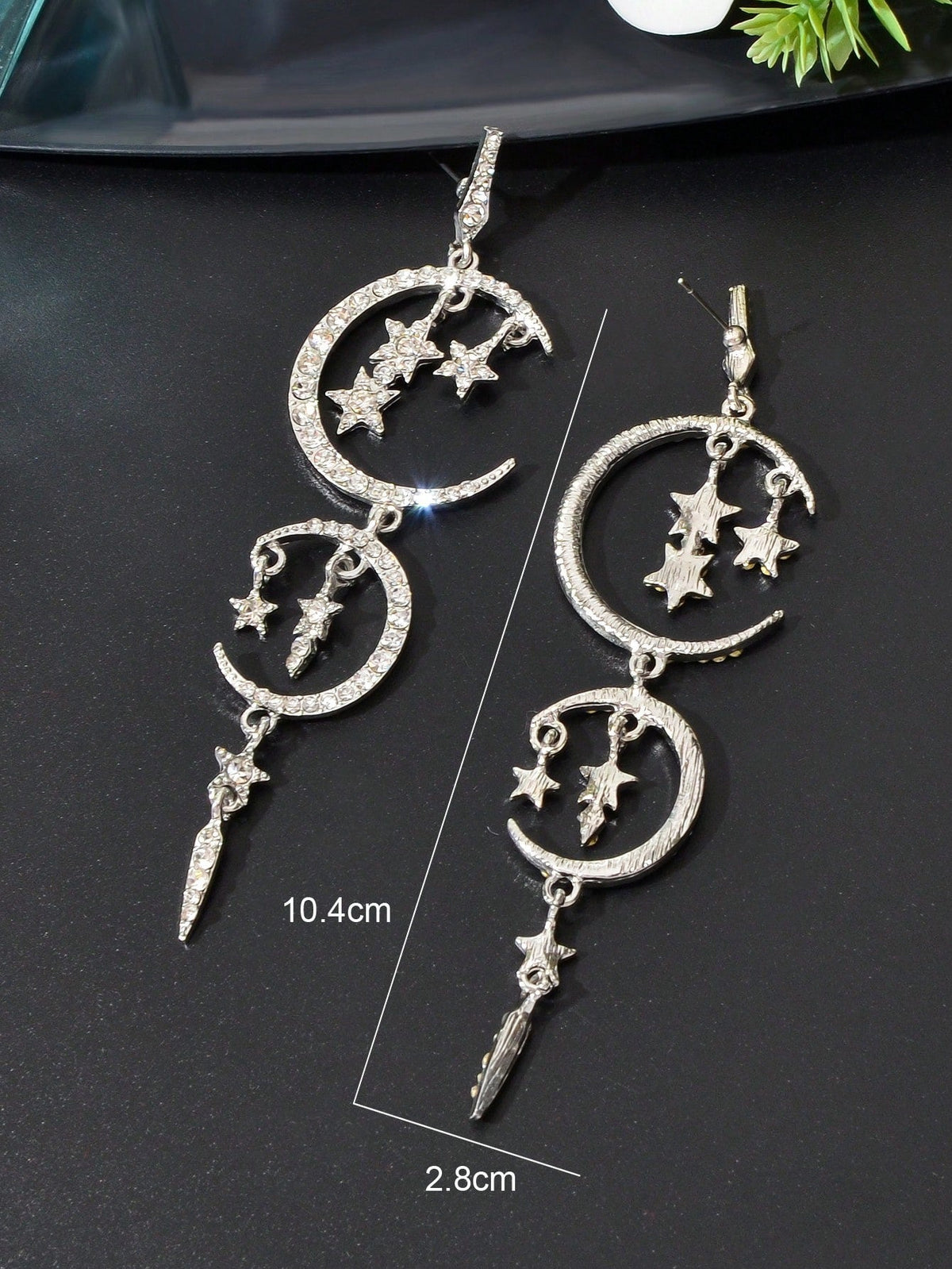Starry Nights Long Earrings with Multiple Star Moon Pendants Celestial Glamour-2