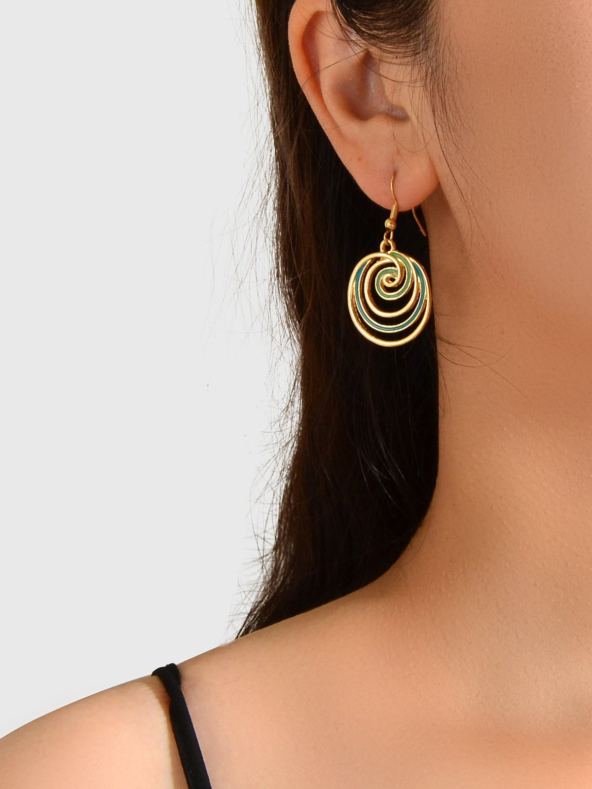 Party Decoration Women Blue Green Gold Circle Dangle Earrings Ladies Jewellery