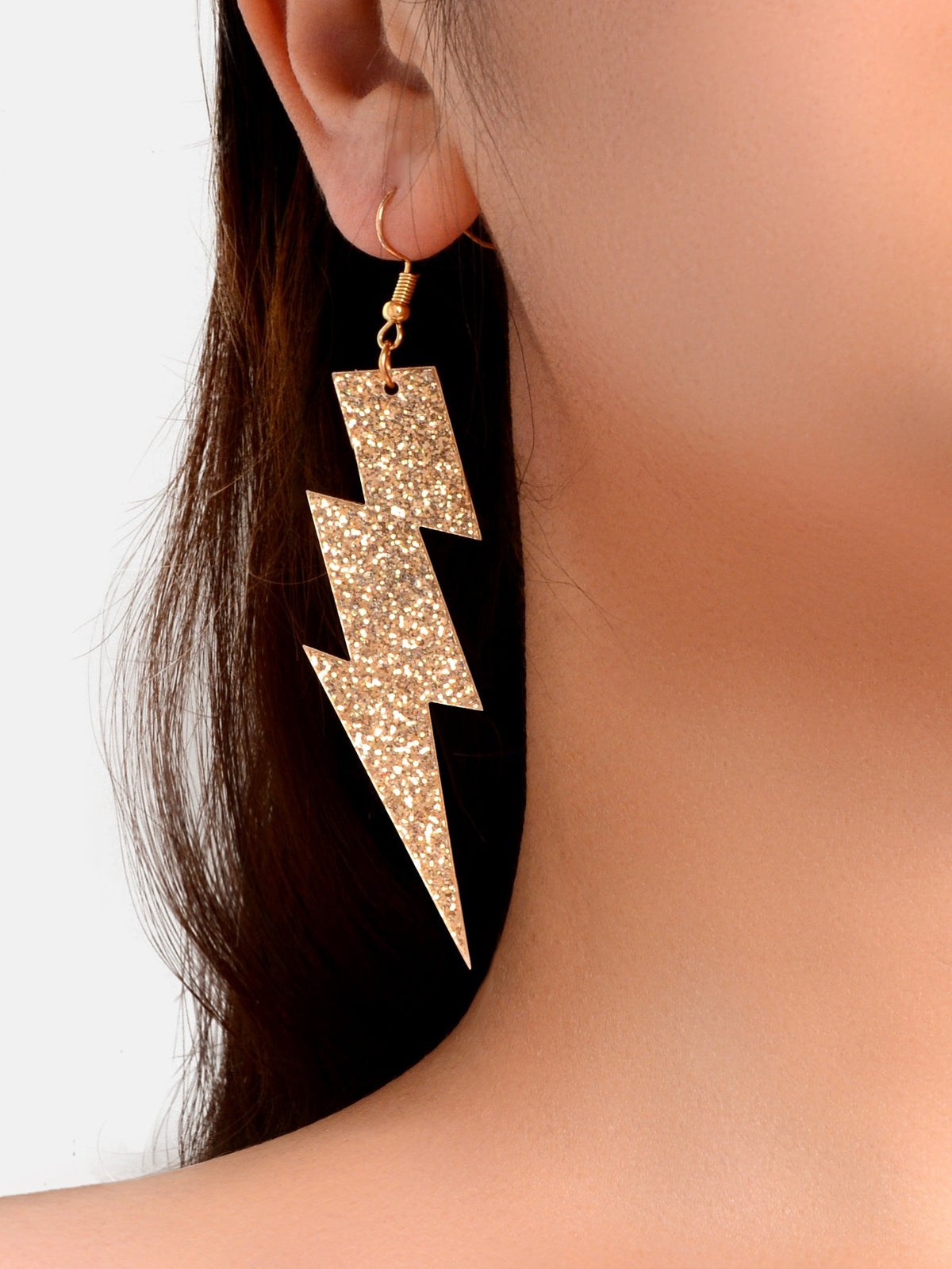Sparkling Retro Party Acrylic Exaggerated Women Lightning Bolt Dangle Earrings-1
