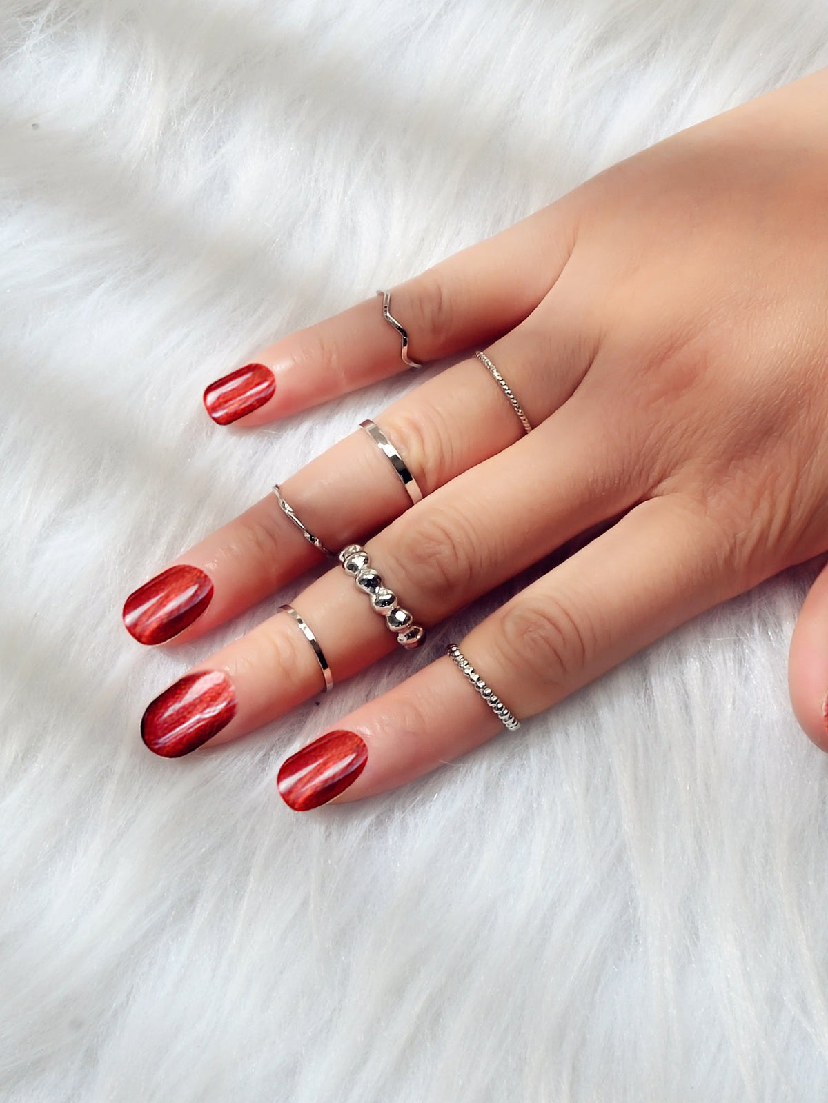 7pcs Boho Minimalist Stack Knuckle Finger Rings Set Tip Midi Rings Aussie Gift-5