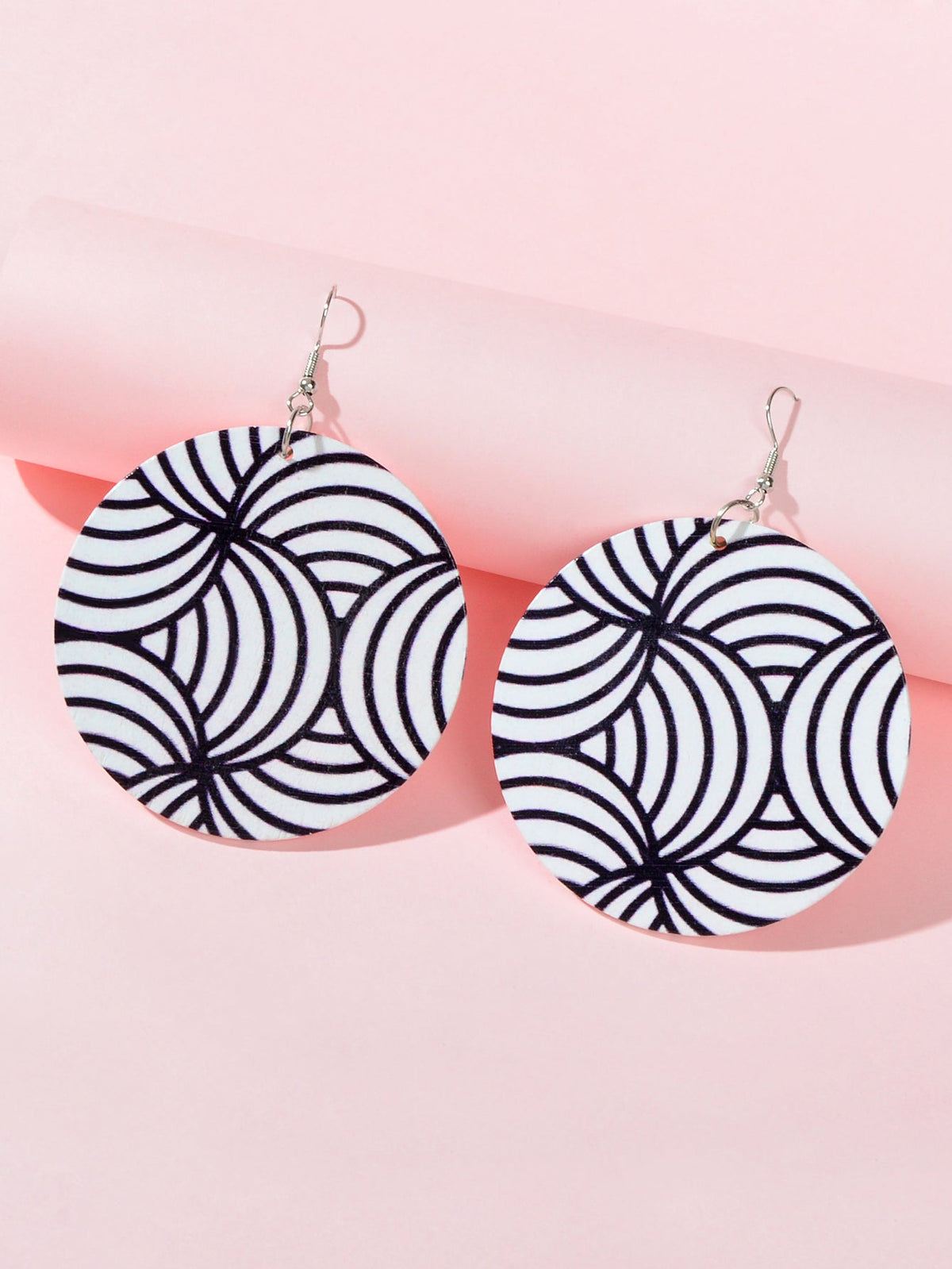 Black White Round Zebra Pattern Earrings Novelty Teenager Hanging Out Jewellery