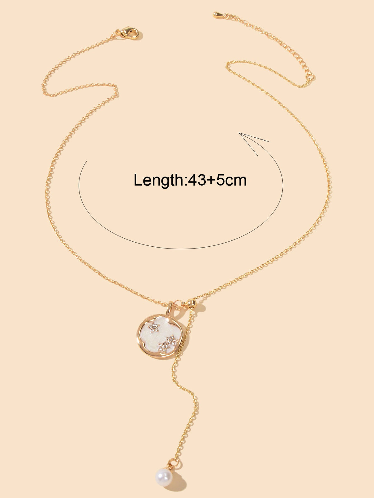 Exquisite Jewellery Gold Chain White Round Pendant Pearl Charm Y shape Necklace