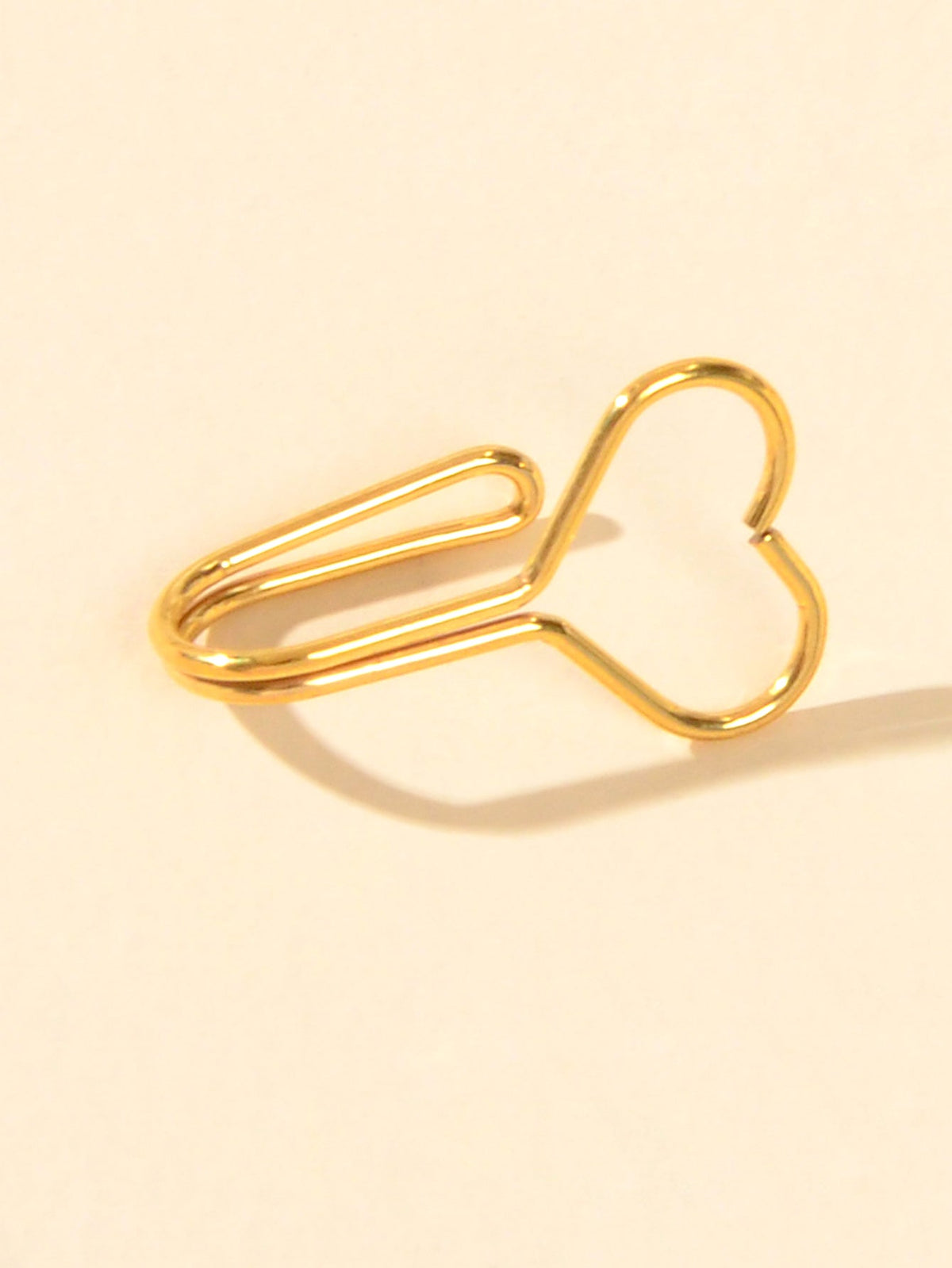 1pc Faux Lip Ear Nose Gold Metal Heart Shape Non Piercing Clip On Nose Hoop Ring