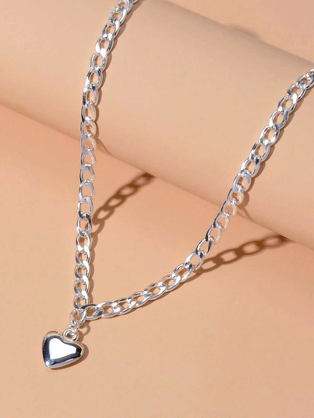 Fashion Gold Silver Chain Love Heart Charm Necklace Women Minimalist Accessories