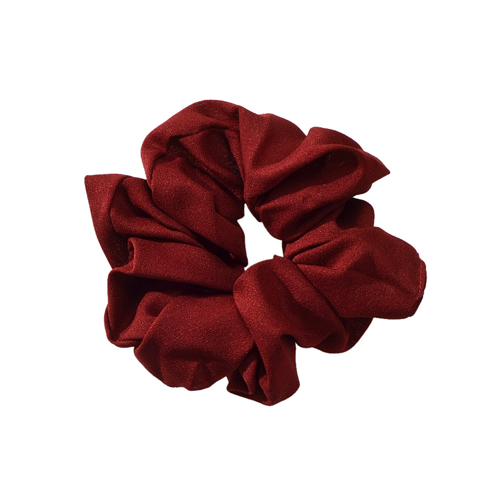 AU Local Girl Hair Accessories Elastic Wine Red Chiffion Wide Hair Tie Scrunchie-2
