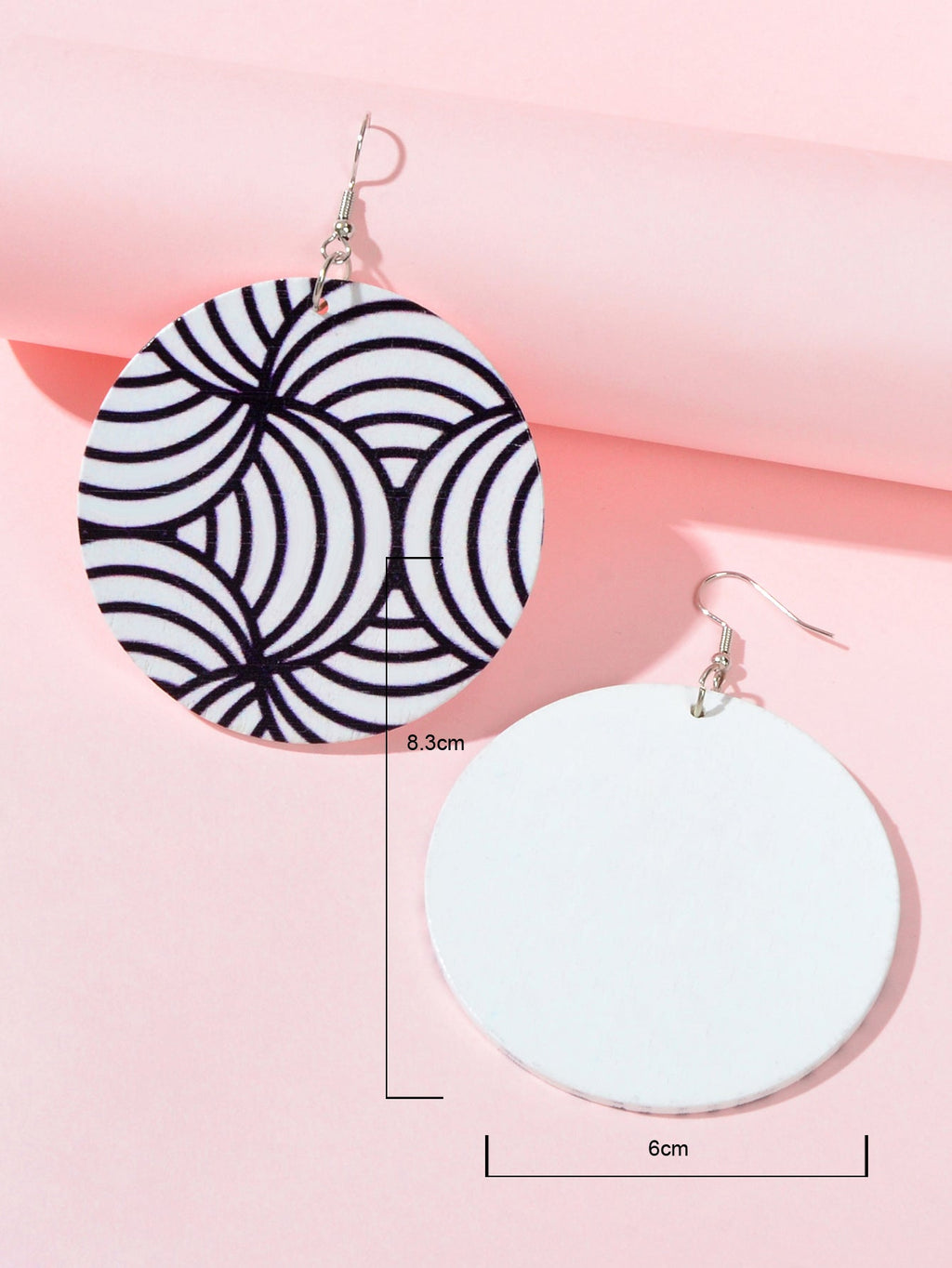 Black White Round Zebra Pattern Earrings Novelty Teenager Hanging Out Jewellery