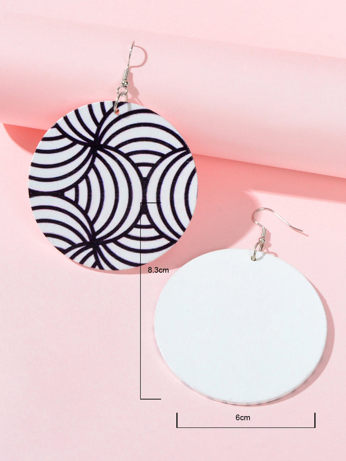 Black White Round Zebra Pattern Earrings Novelty Teenager Hanging Out Jewellery