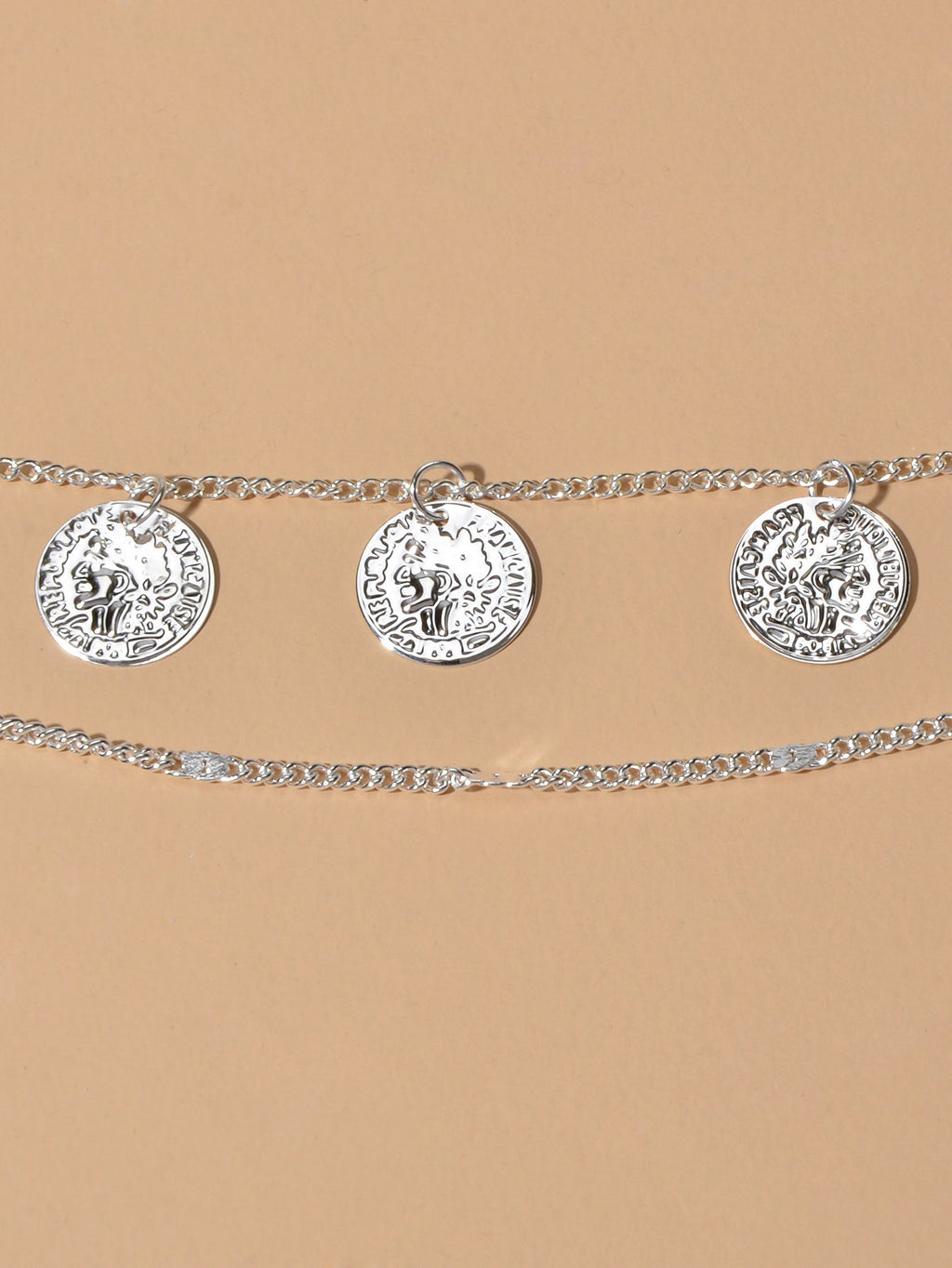 1 pc Boho Chic Double layer Silver Chain Cion Charm Anklet Foot Beach Jewellery-3