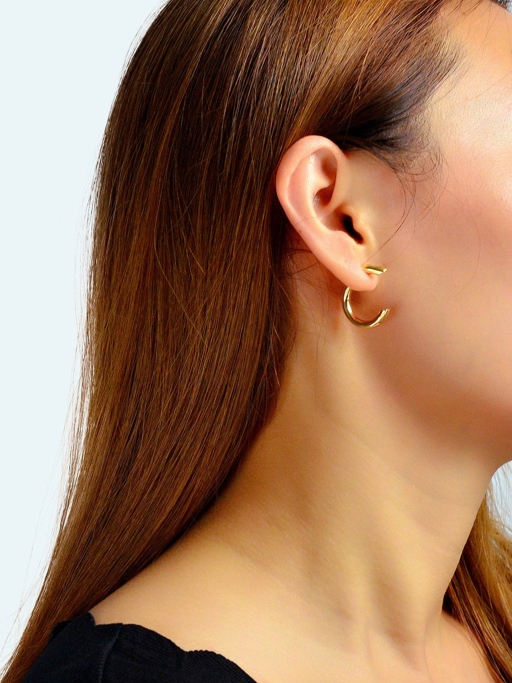 Punk Minimalist Metal Circle Huggie Hoop Pierced Statement Earrings Ear Jacket