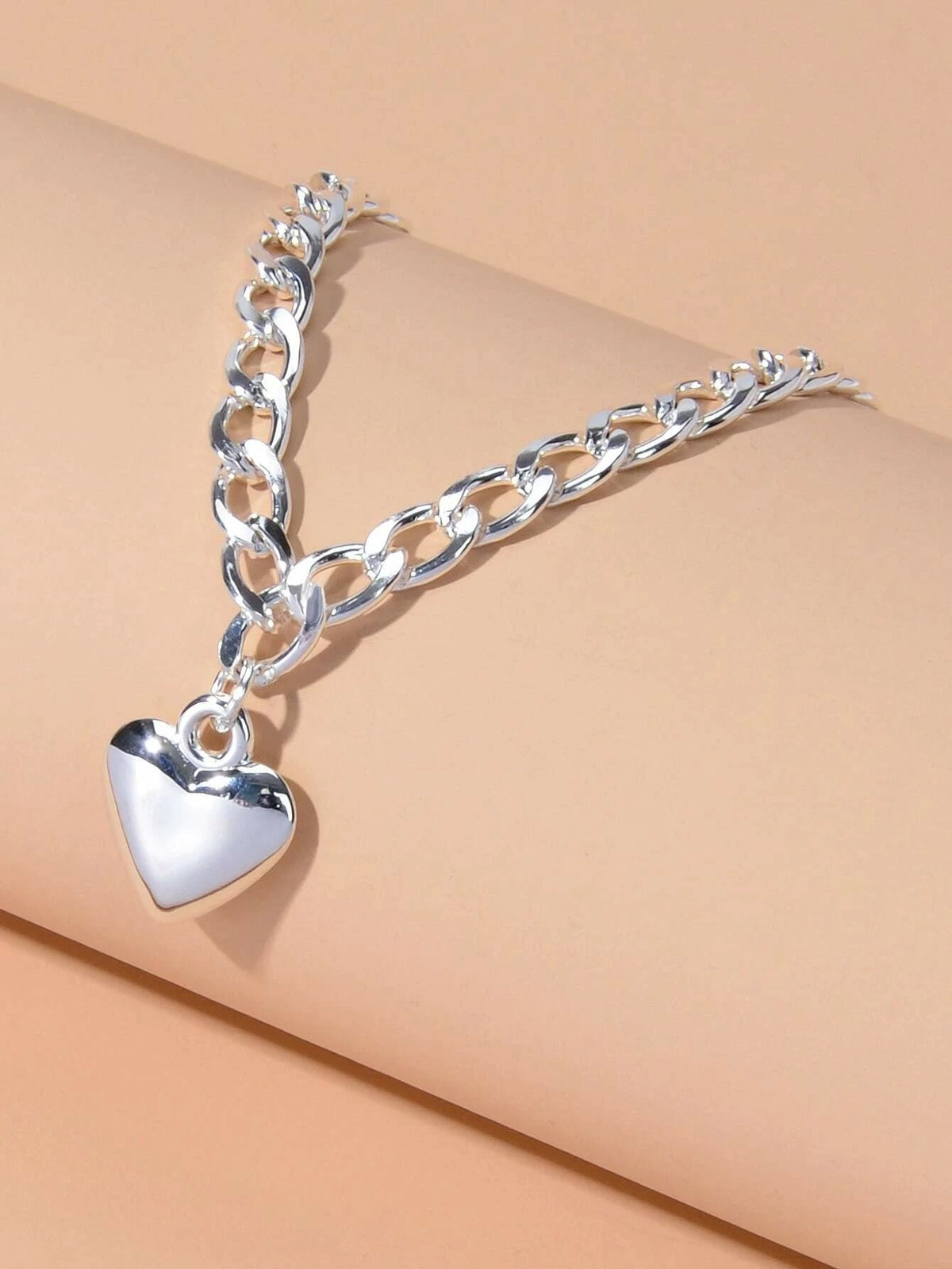 Fashion Gold Silver Chain Love Heart Charm Necklace Women Minimalist Accessories
