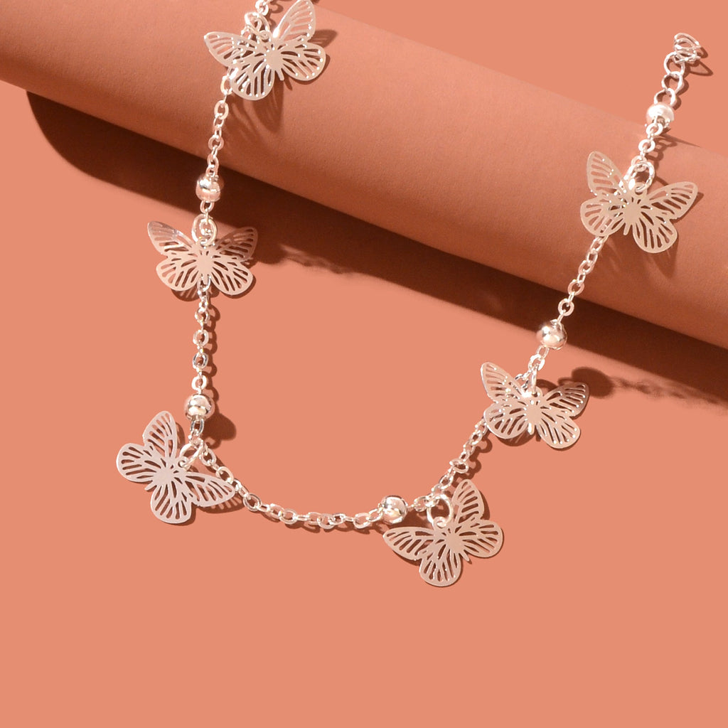 Silver Butterfly Charm Anklet Boho Beach Foot Jewellery Ankle Bracelet for Girls-4
