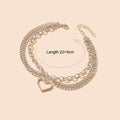 Foot Jewelry Multi-layer Silver Chain Tassel Heart Charm Adjustable Beach Anklet
