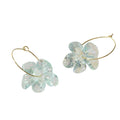 Charming Korean Transparent Plastic Textured Flower Drop Hoop Earrings for Party