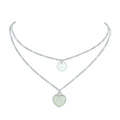 2 pcs Multiple Gold Silver Chain Round Heart Charm Women Necklace Female Jewelry