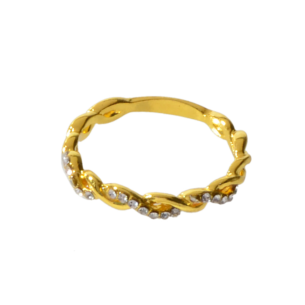 Band Women Gold Metal with Rhinestone Entangled Finger Ring Engagement Jewellery