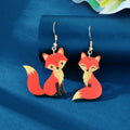 Asymmetrical Acrylic Animal Cute Red Fox Dangle Earrings Party Holiday Jewellery-0