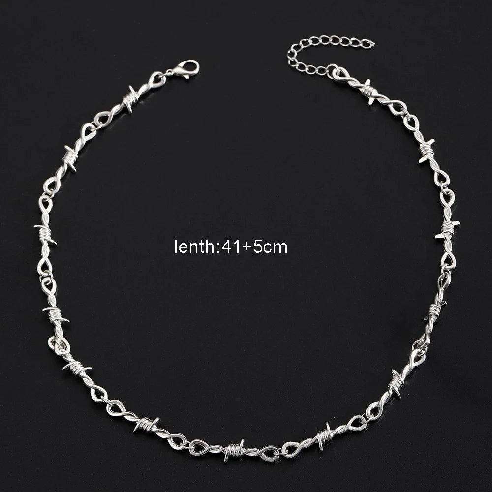 Men Street Jewellery Silver Chain Collar Necklace Punk Rock Accessories-1
