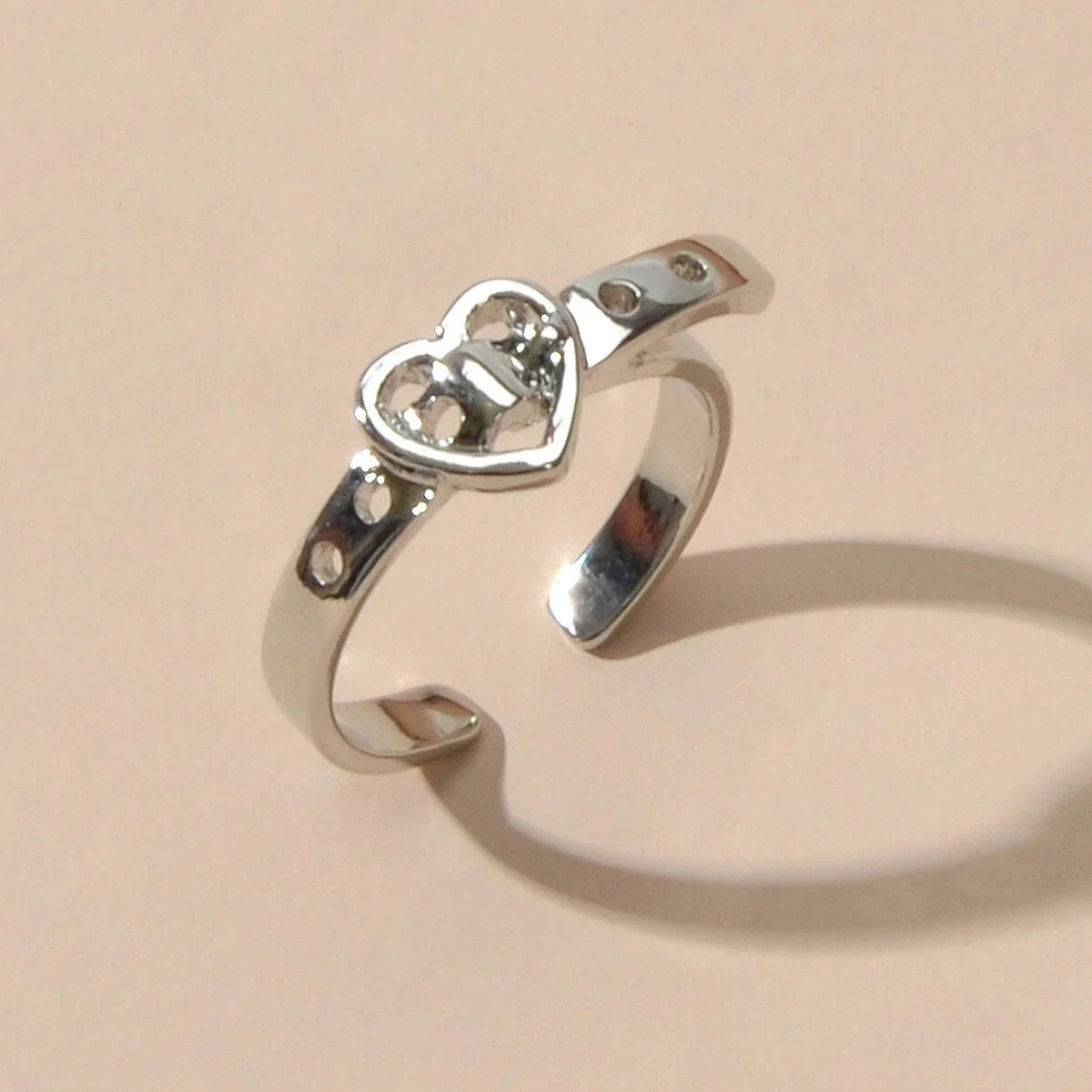 Silver Color Belt Buckle Shape Cuff Ring Fashionable Edgy Statement Band Jewelry-1